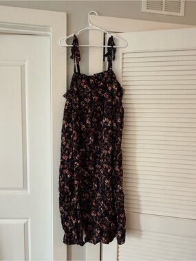black dress with white accents Long Maria Dress